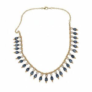 Massini Gold Tone and Blue Teardrop Beaded Necklace